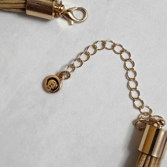 Vintage Designer C1946 Triple Strand Choker of Knotted Cords through Brass Tubes - Picture 6 of 7